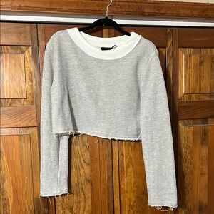 Gray Cropped Sweater Top